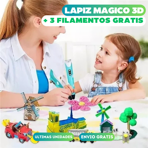 LÁPIZ MÁGICO 3D + 3 FILAMENTOS GRATIS | ENVÍO GRATIS